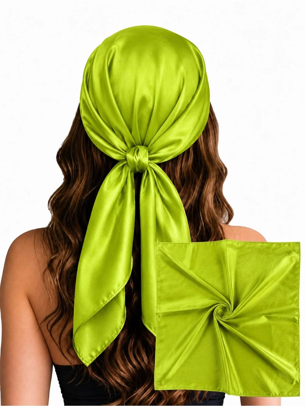 Lime Green Satin Headscarf for Women - Stylish Hair Wrap